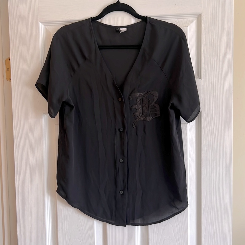 H&M Black Sheer Baseball Jersey. Size 4